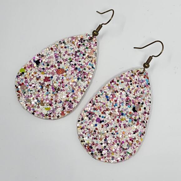 White Sparkling Teardrop Earrings - Picture 1 of 3